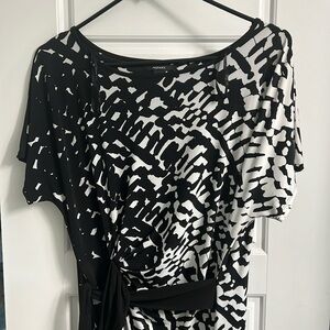 Alfani Black & White Geometric Short-Sleeve Dress, Size L